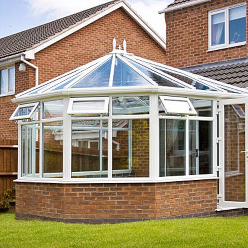 A fully constructed uPVC conservatory with all construction waste removed