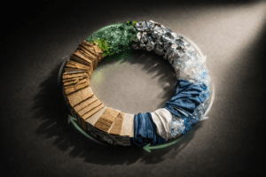 Image depicting mixed waste arranged in a circle representing Ireland's Circular Economy